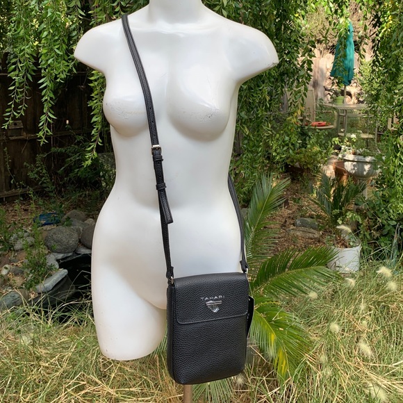 TAHARI Togo Faux Leather Crossbody Purse Bag - Picture 2 of 8